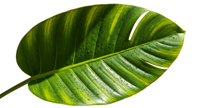 Botanical Serenity: A close-up shot showcasing the intricate beauty of a vibrant, verdant leaf, with textured details and a captivating blend of green and yellow hues.