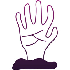 Outline of a Purple and Pink Gradient Hand Emerging From Dark Ground Isolated on Transparent Background