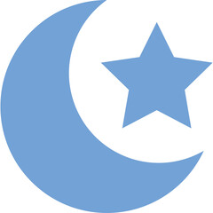 Obraz premium Pale Blue Crescent Moon and Star Symbol on Transparent Background Celestial Iconographic Representation