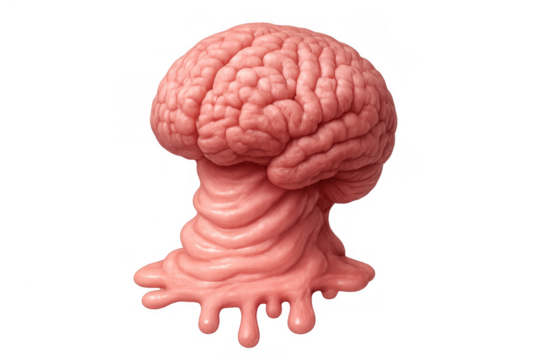 Brain melting into a liquid form, representing mental breakdown, stress, problem, or creative idea explosion