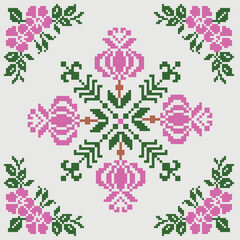 Geometric floral pattern designed for background, decoration, ceramic, fabric.