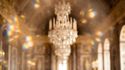 Obraz premium Blurred Chandelier in Palace with Rainbow Light