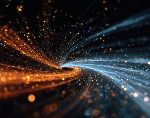 Abstract swirling vortex of orange and blue light