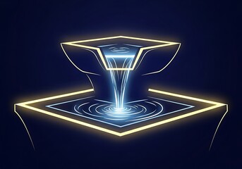 Abstract Geometric Waterfall with Light Accents on Dark Background