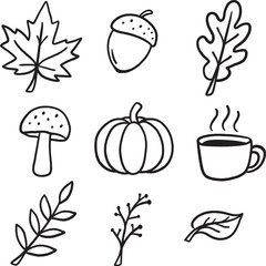 hand-drawn vector tattoo set with an autumn theme