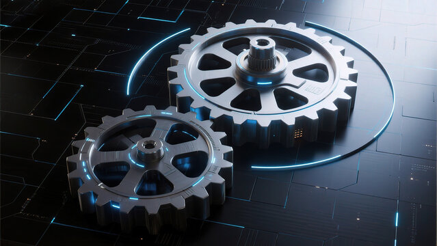 Mechanical gears on digital surface