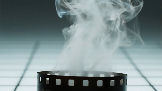 Film reel with rising smoke