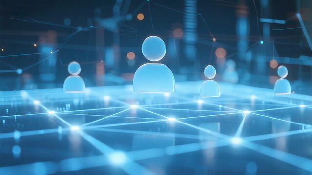 Abstract network of connected human figures