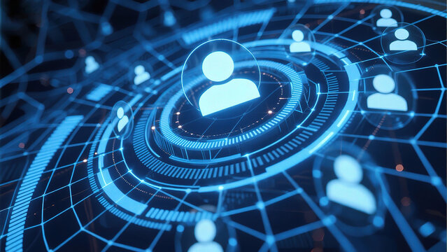 Digital network with user icons - Powered by Adobe