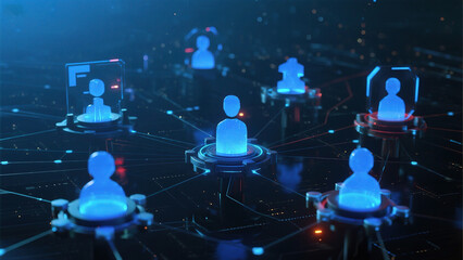 Digital network of human icons