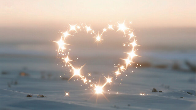 Heart shaped sparkles on blurred background