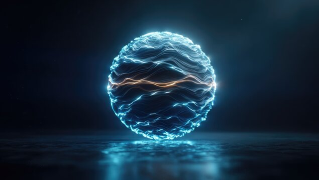 Abstract sphere with luminous waves