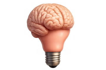 Brain forming a light bulb shape, symbolizing the generation of new ideas, problem-solving, and intellectual inspiration