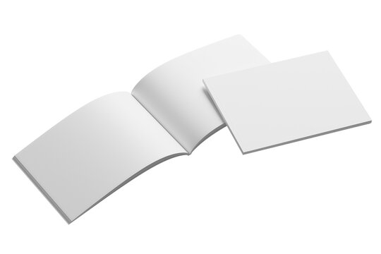 A5 / A4 Landscape Magazine White Blank 3D Rendering Transparent Background Mockup PNG