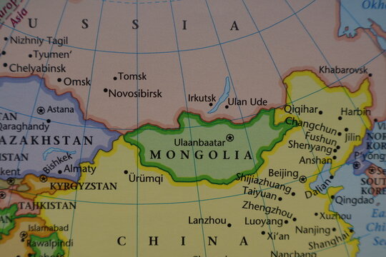 Detailed political map closeup of Central and East Asia, featuring Mongolia, Southern Siberia (Russia), and Northern China. This vast region is key for natural resources, logistics and routes 