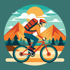  mountain biking adventure, flat style, editable layers
