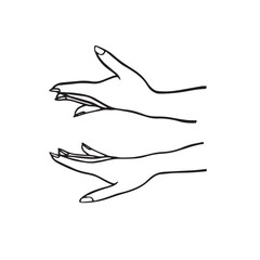 Two elegant hands with manicured nails are gracefully positioned, creating a visually appealing composition isolated on