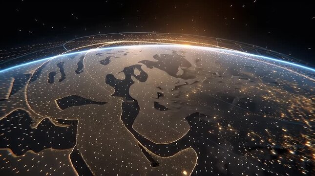 Stunning View of Earth from Space with Vibrant Lights and Cosmic Elements