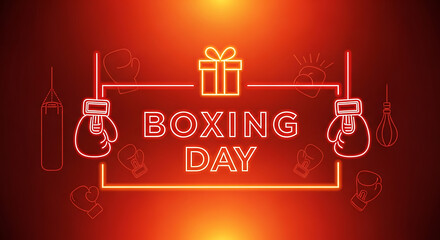 Get Ready to Rumble on Boxing Day with Neon Glows and Festive Boxing Gear, a Striking Design for Sporty Celebrations and Post-Holiday Fun