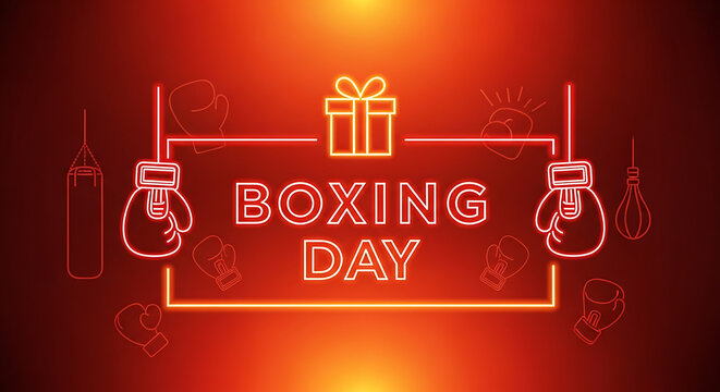 Get Ready to Rumble on Boxing Day with Neon Glows and Festive Boxing Gear, a Striking Design for Sporty Celebrations and Post-Holiday Fun