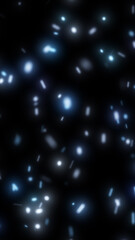 Abstract glowing blue light particles floating in darkness, symbolizing technology, data, and futuristic energy