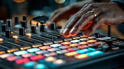 Dynamic DJ Mixing and Live Music Production with Colorful Light Effects