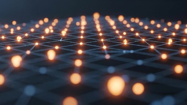 Dynamic crypto grid with flickering nodes creating a modern tech visualization