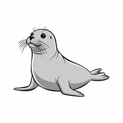 Grey Harp Seal Pup Cartoon Vector Illustration