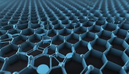Abstract depiction of graphene structure and nanotechnology in vibrant blue tones