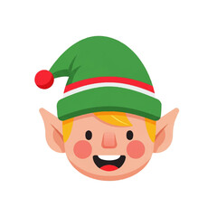 Cheerful Christmas Elf Head Illustration for Festive Holiday Designs and Decorations