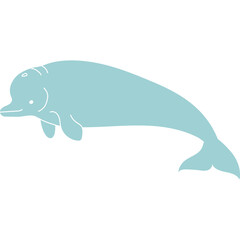 Pale Blue Silhouette of a Dolphin Swimming Gracefully on a White Background Representing Marine Life and Ocean Creatures