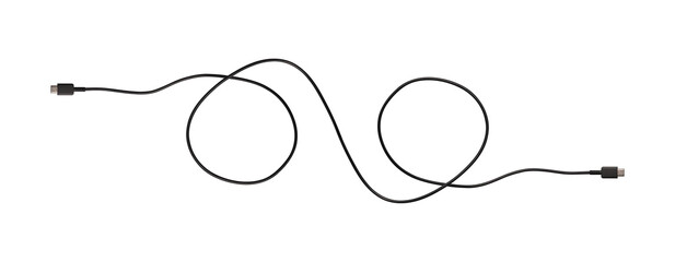 USB Type-C cable isolated on a transparent PNG. Ideal for concepts related to business technology, data transfer, connectivity and fast charging for modern devices.	
