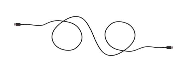 USB Type-C cable isolated on a transparent PNG. Ideal for concepts related to business technology, data transfer, connectivity and fast charging for modern devices.	
