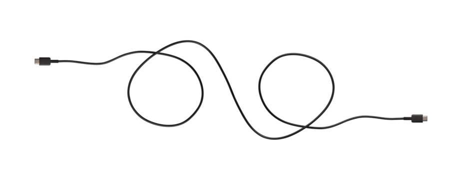 USB Type-C cable isolated on a transparent PNG. Ideal for concepts related to business technology, data transfer, connectivity and fast charging for modern devices.	
