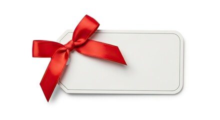 Blank Gift Tag with Red Ribbon and Shadow