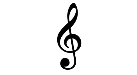 Fototapeta premium A prominent black treble clef symbol is centered against a clean transparent background. 