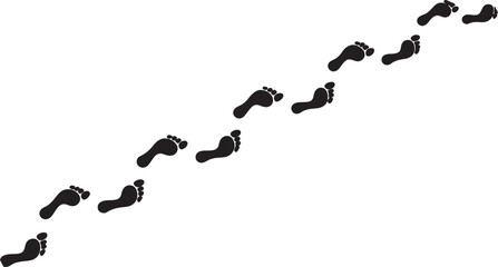Up footprint trail of human, human footprints silhouette vector