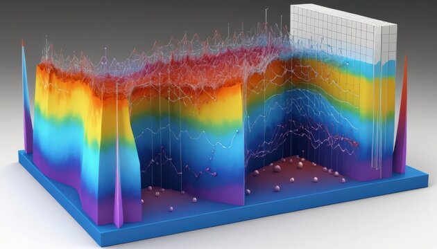 Conceptual data visualization showing complex information with colorful layers