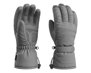 Two views of insulated protective hand coverings displayed against a dark background