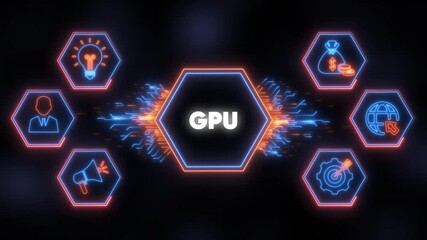 GPU Technology Concept with Hexagonal Icons and Circuitry graphics processing unit computer - Powered by Adobe