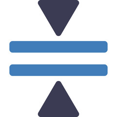 Two Dark Blue Triangles Pointing Towards Each Other Separated By Two Solid Blue Horizontal Lines With Transparent Background Symbolizing Balance And Alignment