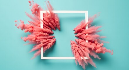 Fototapeta premium Abstract pastel pink color paint with pastel blue background. Fluid composition with copy space.
