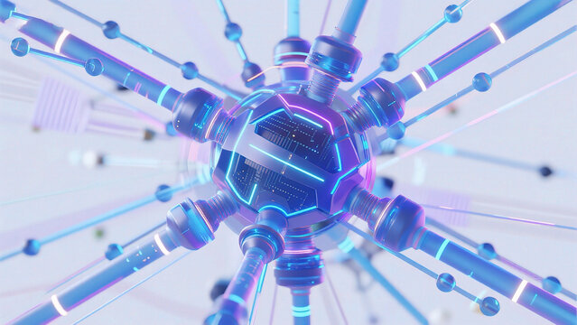 Futuristic sphere with glowing connections