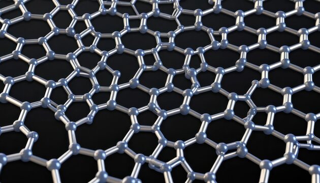 Graphene structure visualization with interconnected hexagonal carbon rings illustration