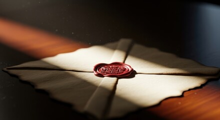 Sealed Letter: Wax Seal on Aged Paper in Dramatic Light