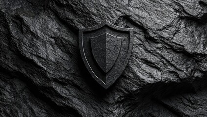 Dark shield on a dark rocky surface