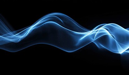 Abstract blue wavy lines on a black background