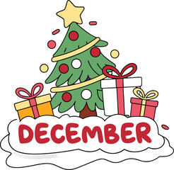  December lettering design vector PNG transparent image with high resolution