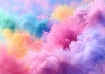 Vibrant, colorful clouds of powder paint