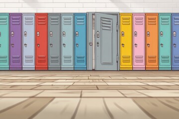 Colorful lockers in a school hallway (4)